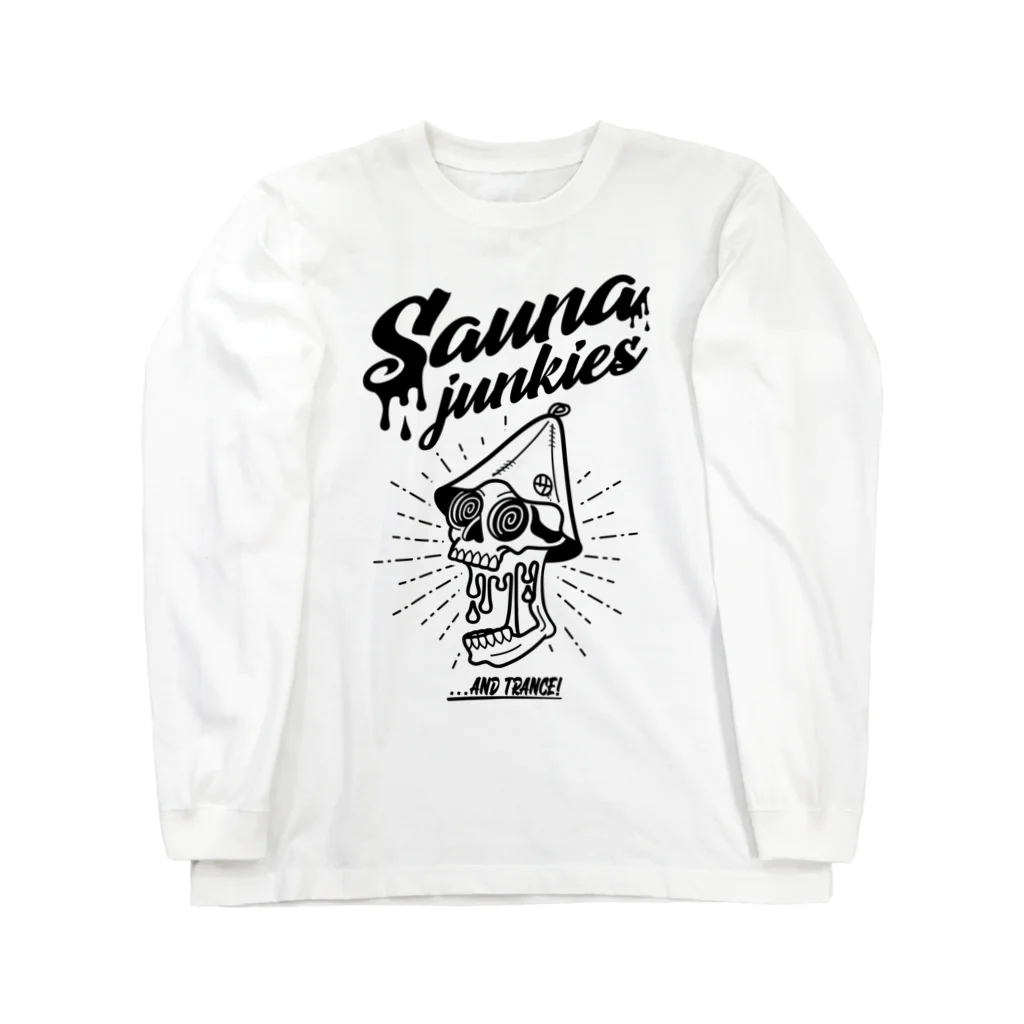 SAUNA JUNKIES | サウナジャンキーズのメルティー・スカル（黒プリント） ロングスリーブTシャツ