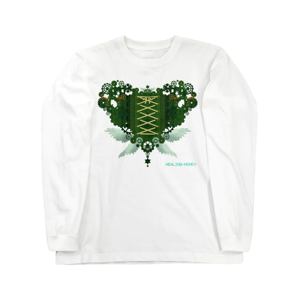 healing-honey(ﾋｰﾘﾝｸﾞﾊﾆｰ)の歯車（heart・G/グリーン） ロングスリーブTシャツ