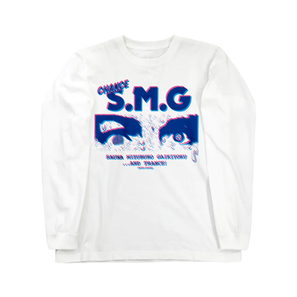 SAUNA JUNKIES | サウナジャンキーズのS.M.G/サウナ・水風呂・外気浴（トランスカラー/白） ロングスリーブTシャツ