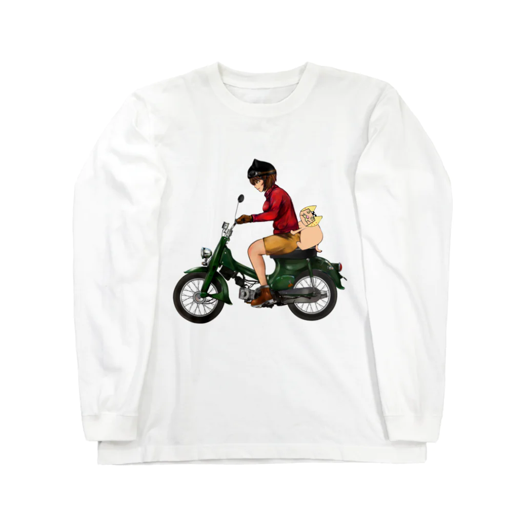 左向きの動物の左向きの原付 Long Sleeve T-Shirt