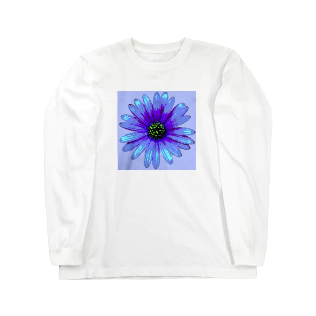 LilacGingerの花のロンT（BLUE）SUZURI限定 ロングスリーブTシャツ