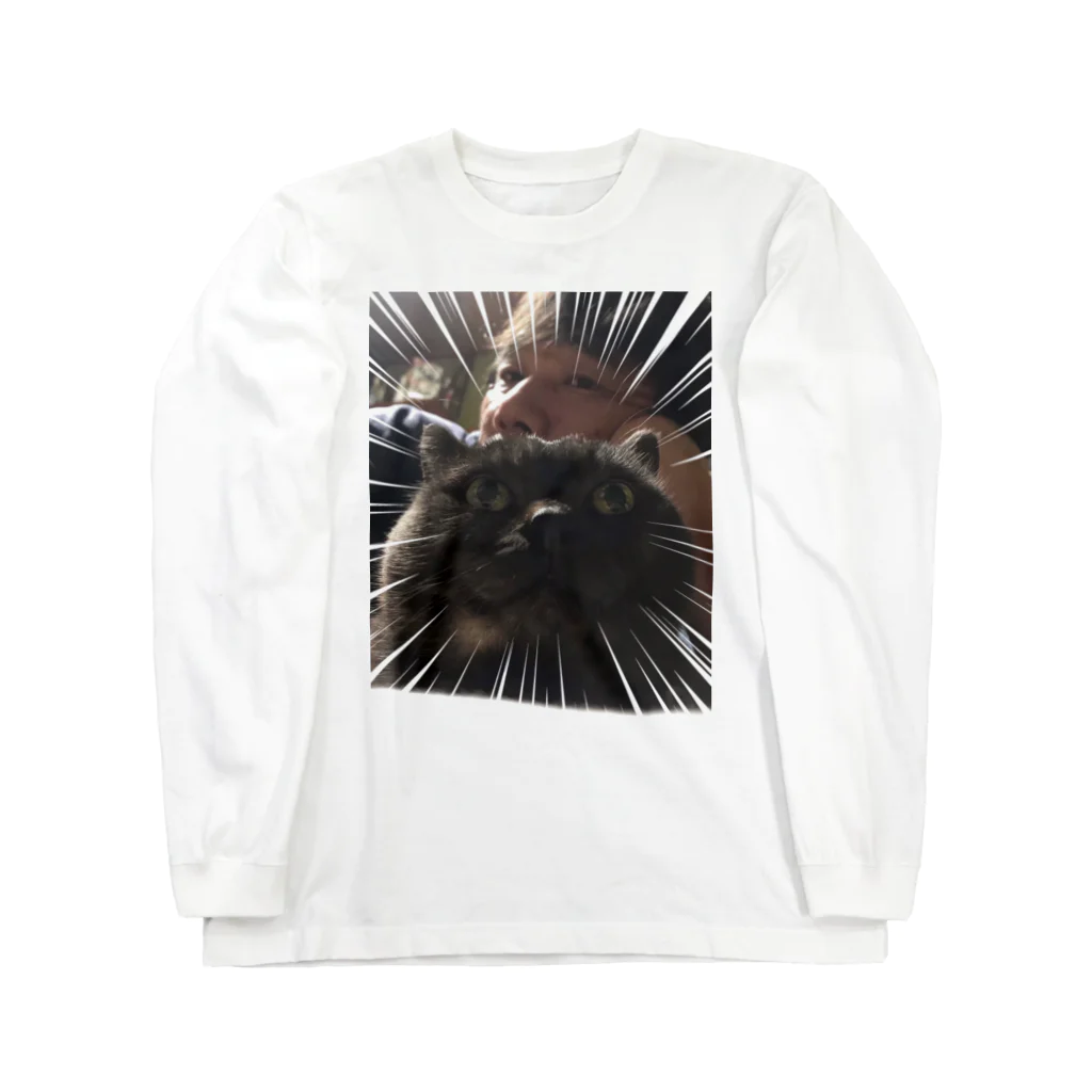 黒猫はちメモリアルのTシャツ ロングスリーブTシャツ