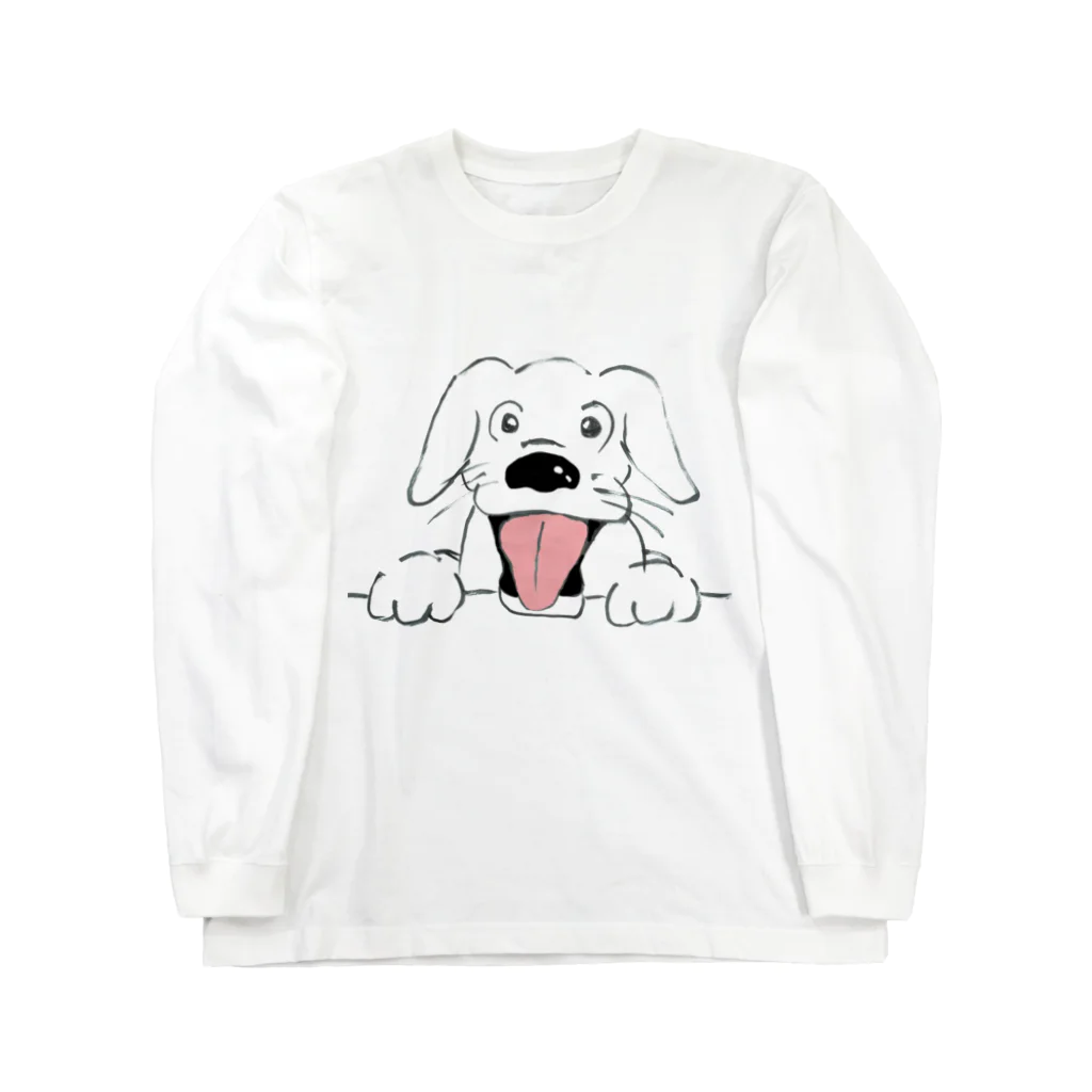 たぬき丸の館のひょっこり犬 ロングスリーブTシャツ