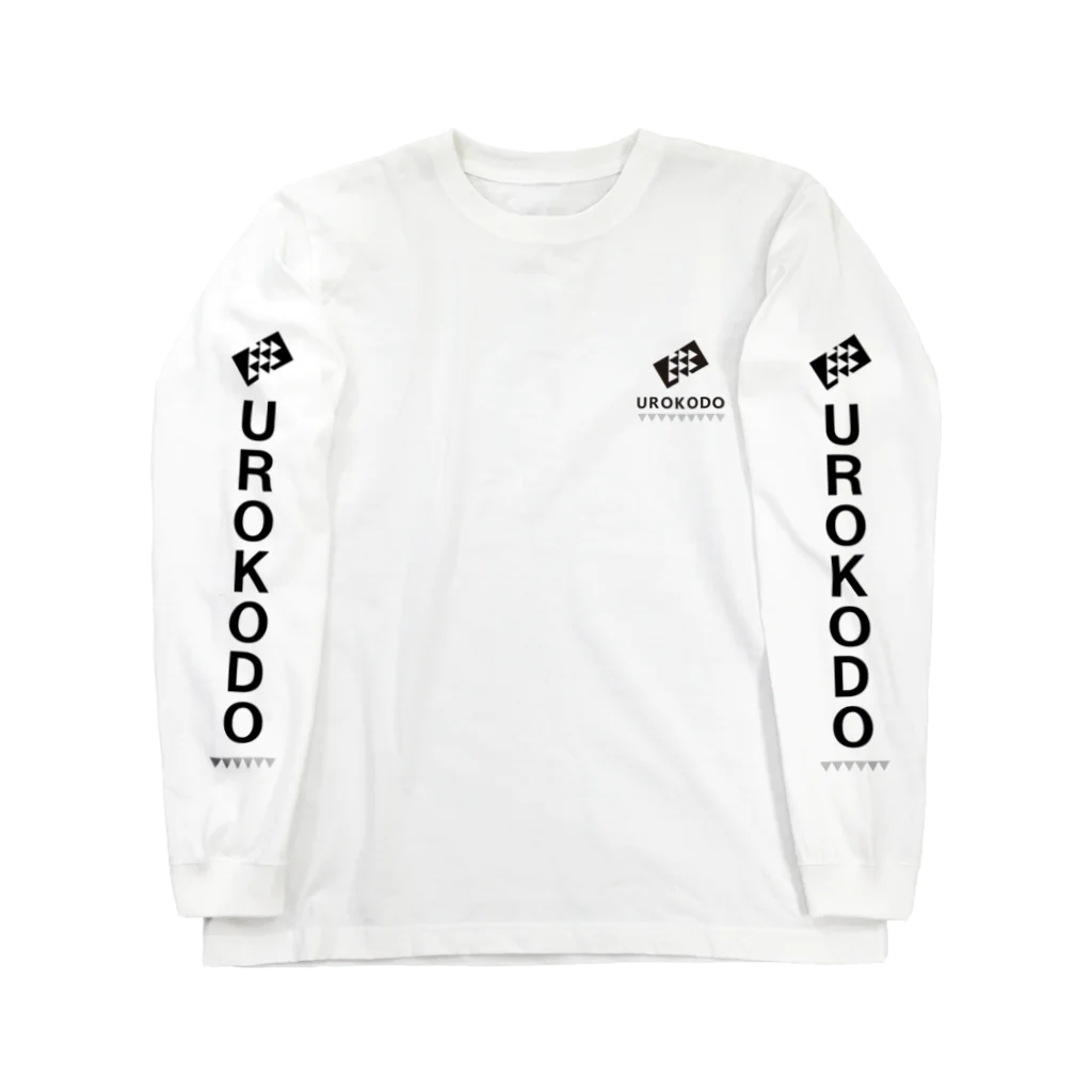 UROKODO Official Web Shopの黒ロゴ-長袖スリーブプリントTシャツ ロングスリーブTシャツ