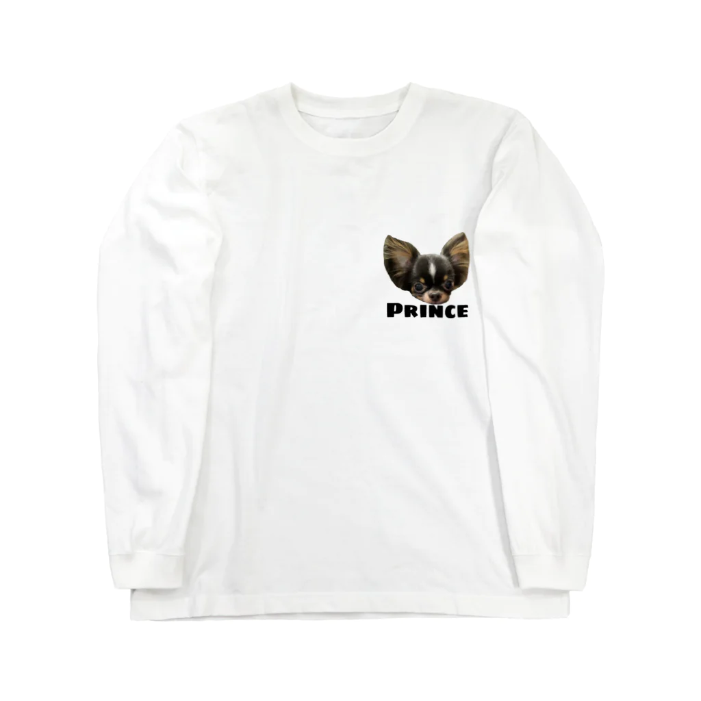 チワワのOWTANのPRINCE  チワワ　ホワイト ロングスリーブTシャツ