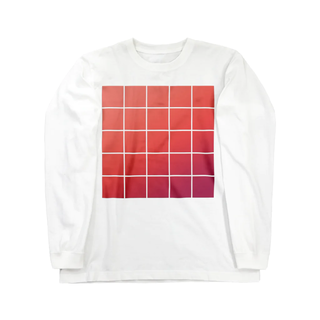 mao＊wingのcolor tile-RED ロングスリーブTシャツ