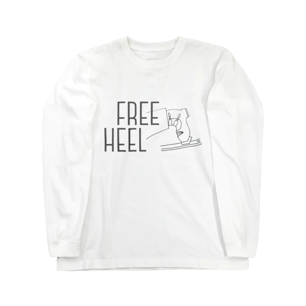 SNOW LIFE JOURNEYのFREE HEEL テレマークスキーブーツイラスト入り ロングスリーブTシャツ