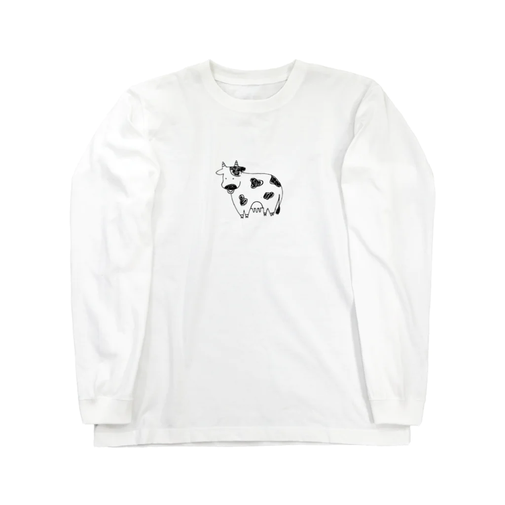 rurumoon🌙のマヌケ顔のウシ Long Sleeve T-Shirt