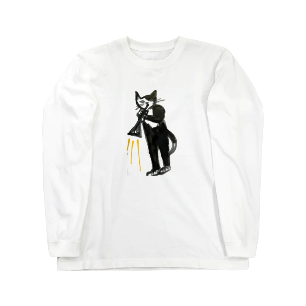 猫Tシャツなどカレラ栂並やりたい放題Tシャツ屋のトランペット猫 Long Sleeve T-Shirt