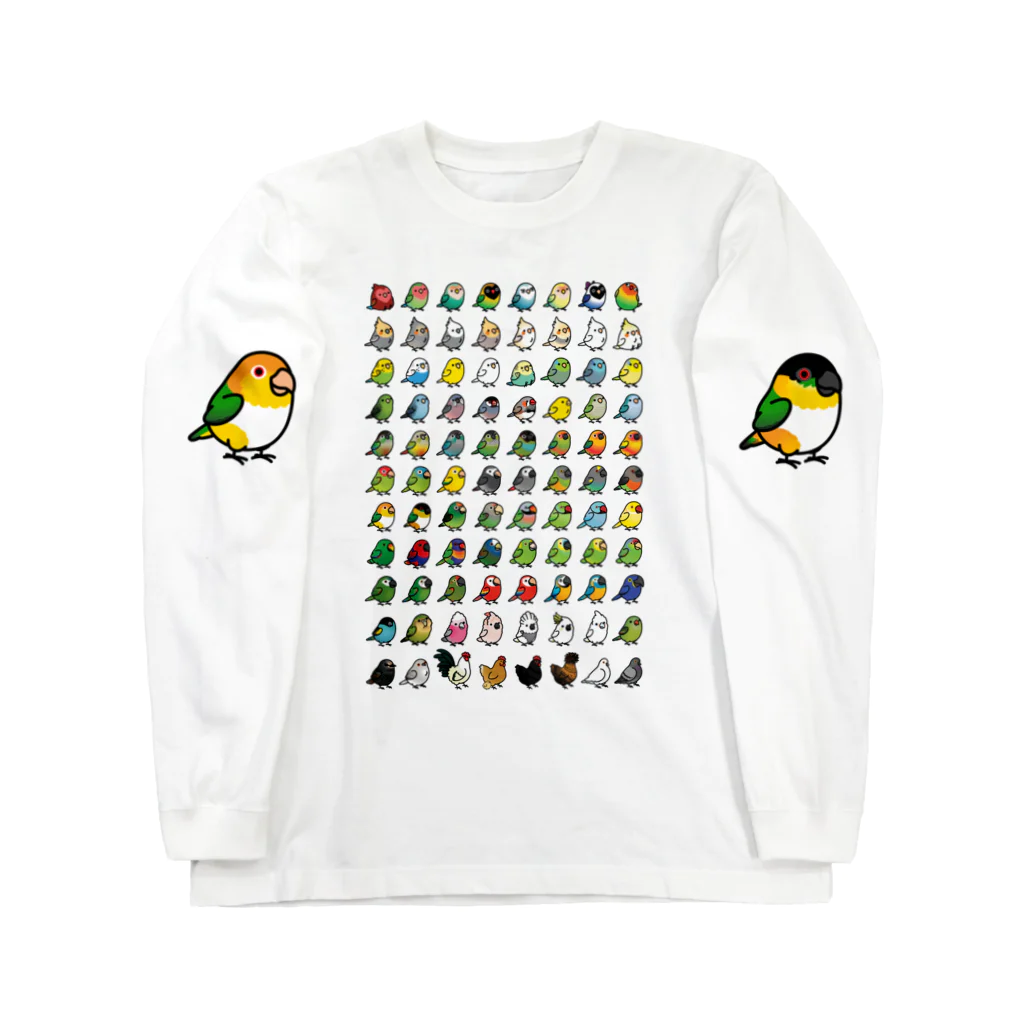 Cody the LovebirdのChubby Bird 鳥さん大集合 Long Sleeve T-Shirt