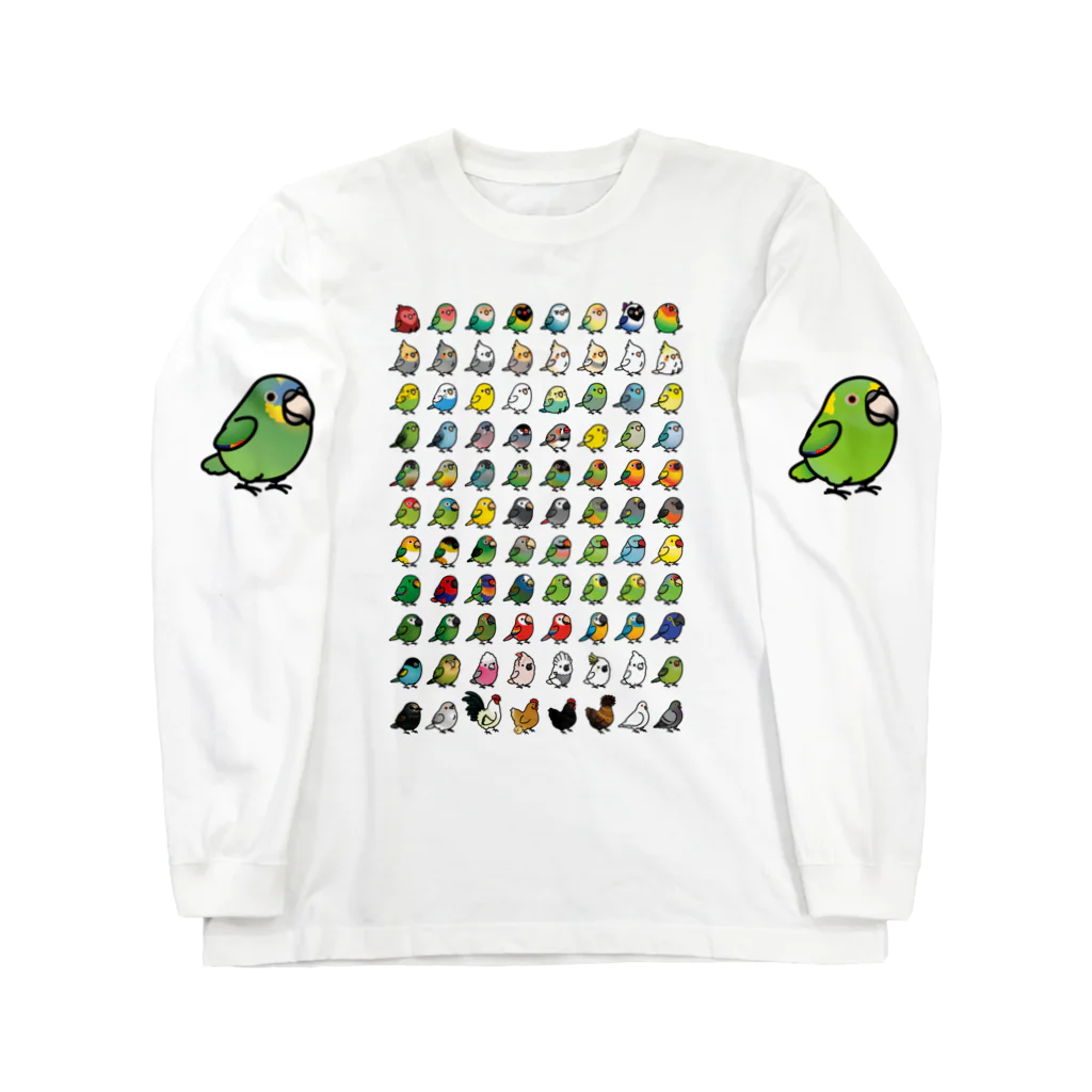 Cody the LovebirdのChubby Bird 鳥さん大集合 ロングスリーブTシャツ