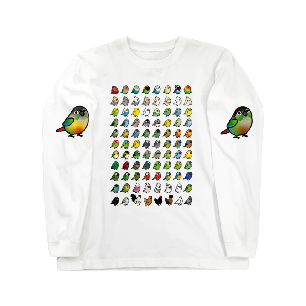 Cody the LovebirdのChubby Bird 鳥さん大集合 ロングスリーブTシャツ