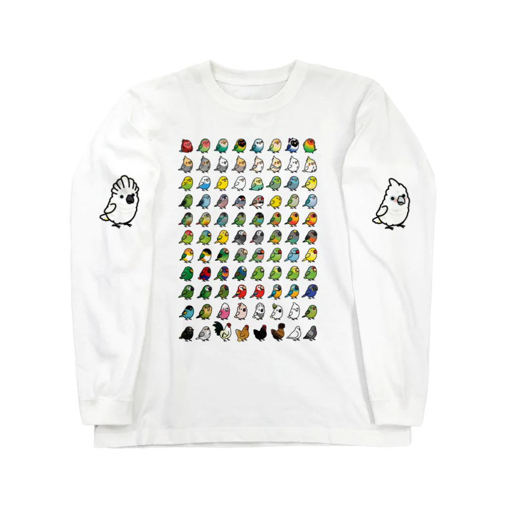 Cody the LovebirdのChubby Bird 鳥さん大集合 ロングスリーブTシャツ