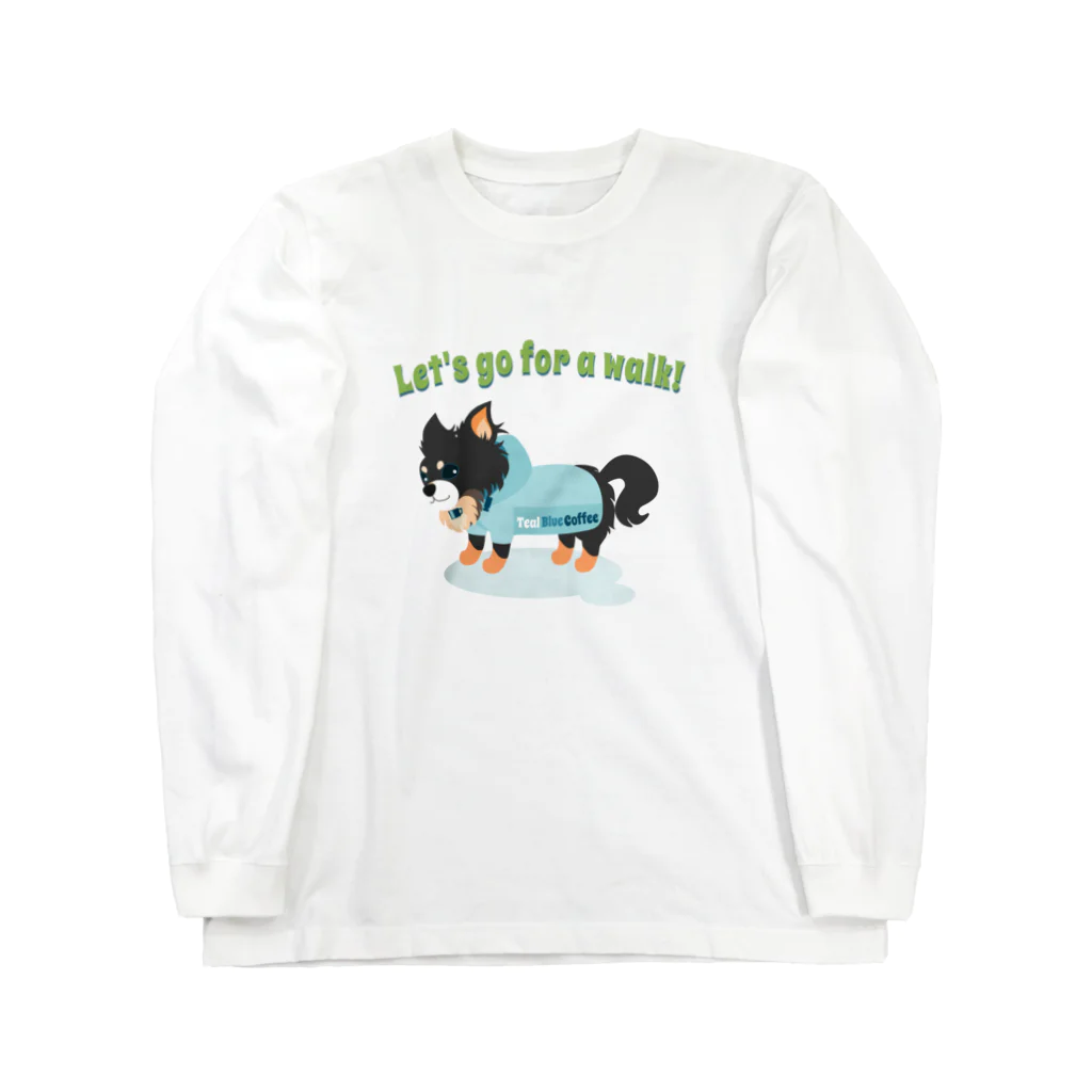 Teal Blue Coffeeのお散歩の時間_BLUE Ver. Long Sleeve T-Shirt