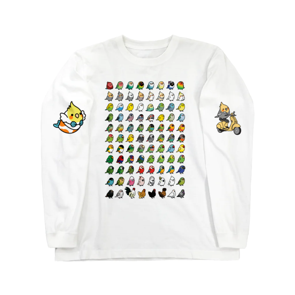 Cody the LovebirdのChubby Bird　鳥さん大集合 ロングスリーブTシャツ