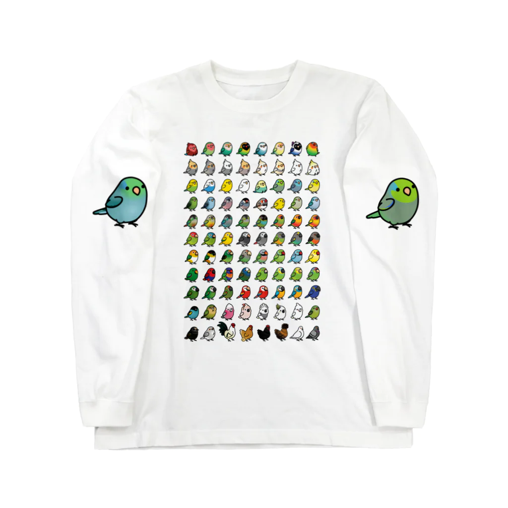 Cody the LovebirdのChubby Bird 鳥さん大集合 Long Sleeve T-Shirt