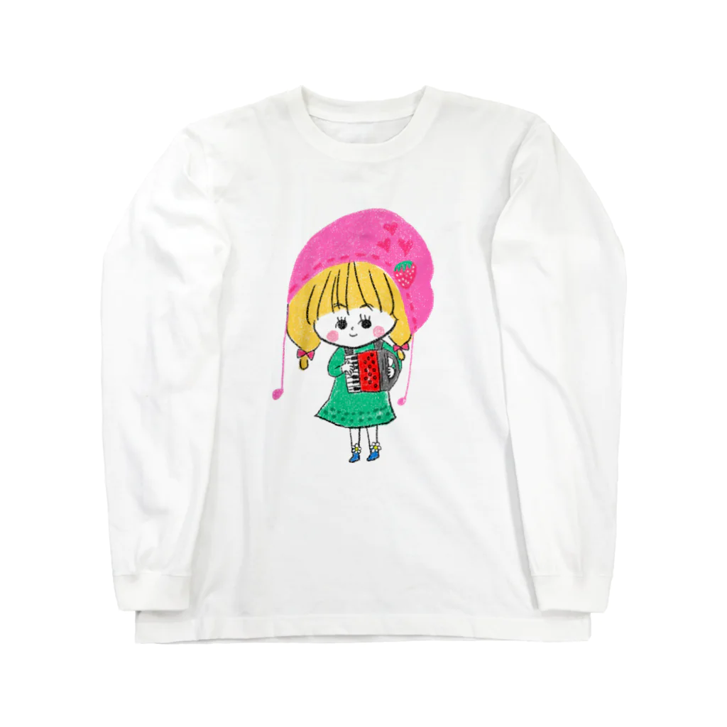 幸せメロディでぴょんぴょんぴょーん💗のレトロガール🌺シンプル ロングスリーブTシャツ