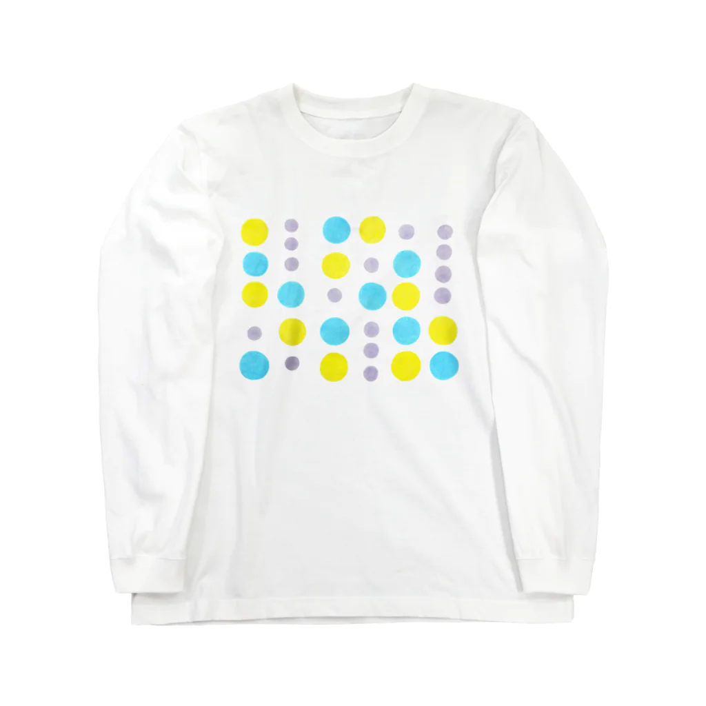 KanaYamaokaのaqua&yellow Dots ロングスリーブTシャツ