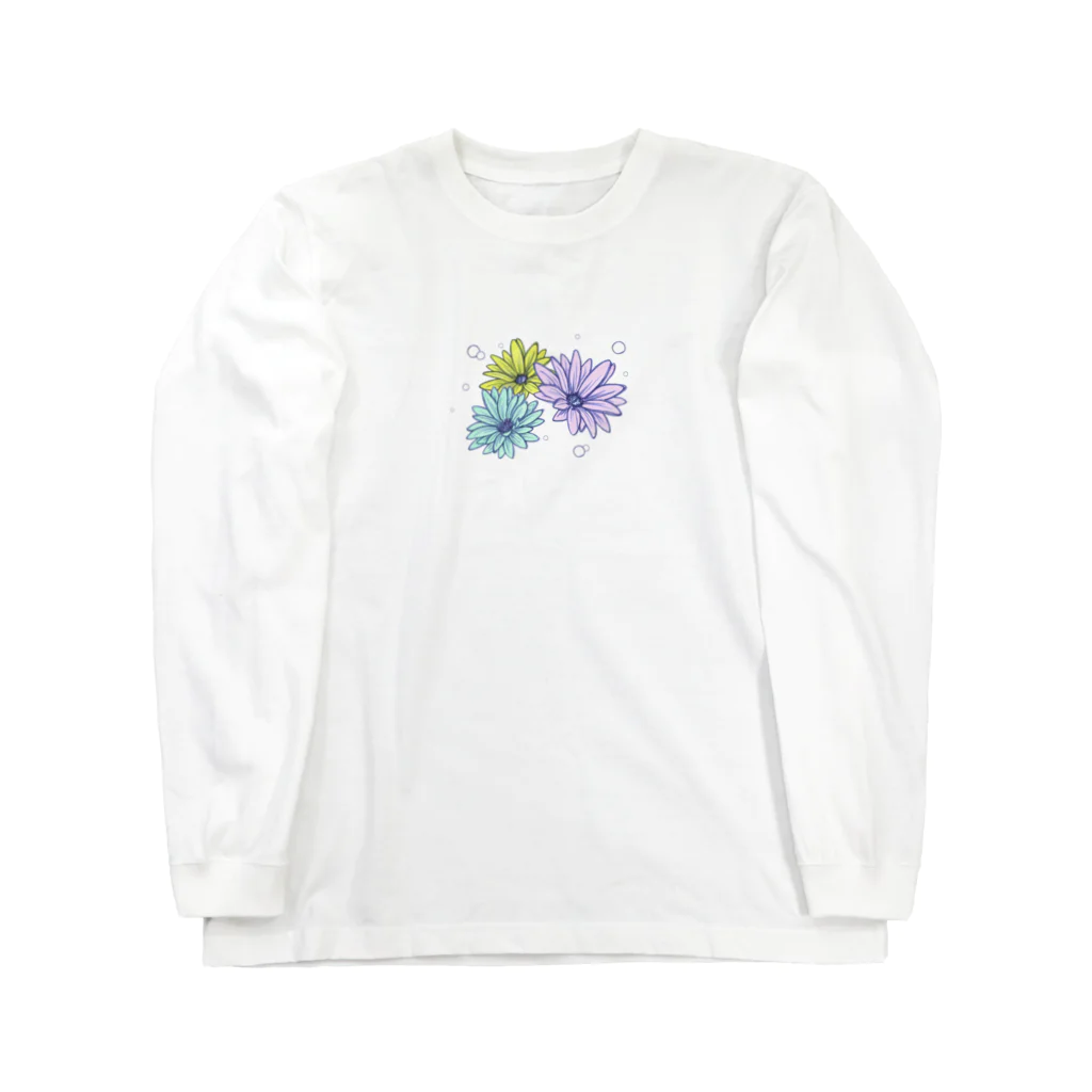 KanaYamaokaのbubbles&flowers ロングスリーブTシャツ