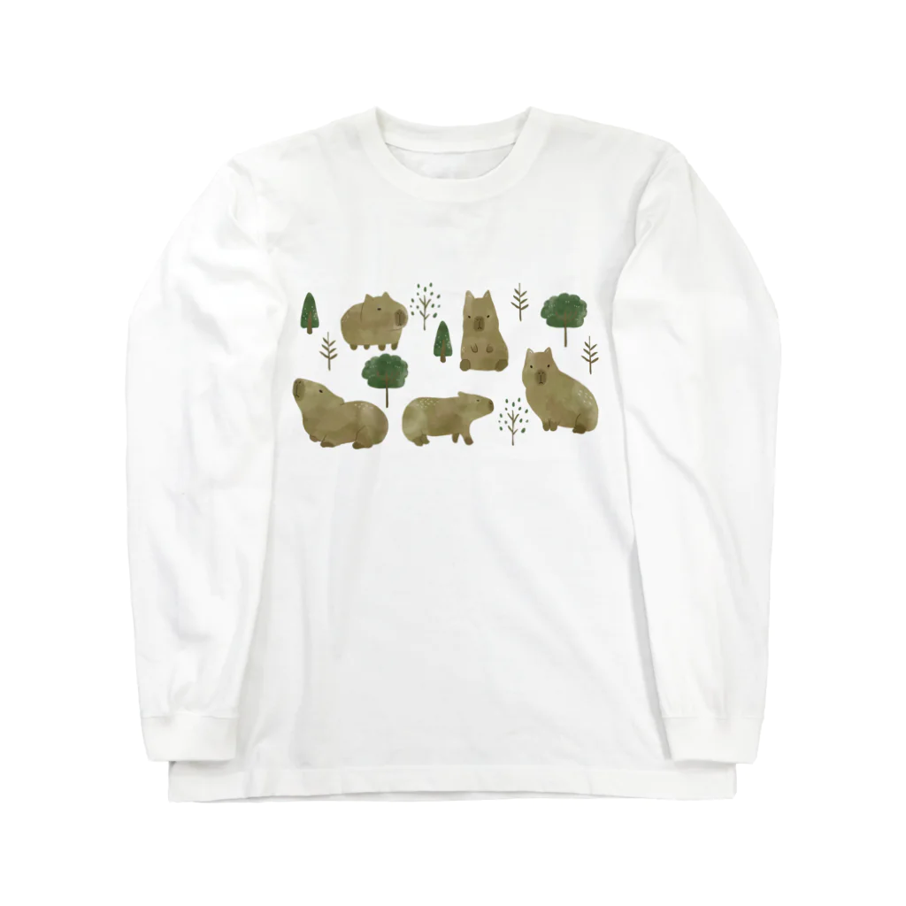 SOMALY【SUZURI店】のカピバラの森 Long Sleeve T-Shirt