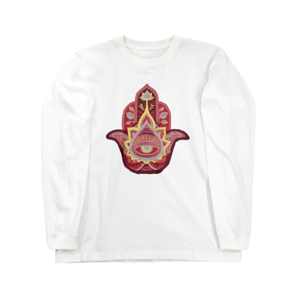 IZANAMI by Akane Yabushitaの誕生石色✋ハムサの手（1月・ガーネット） Long Sleeve T-Shirt