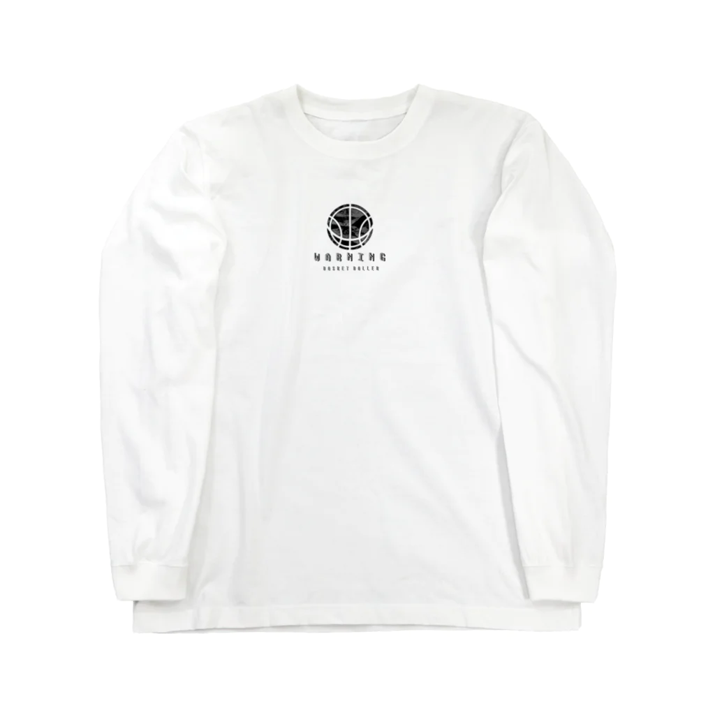 バスケとかキカガクモヨウとかのバスケ ボール シンプル モノクロ 롱 슬리브 티셔츠