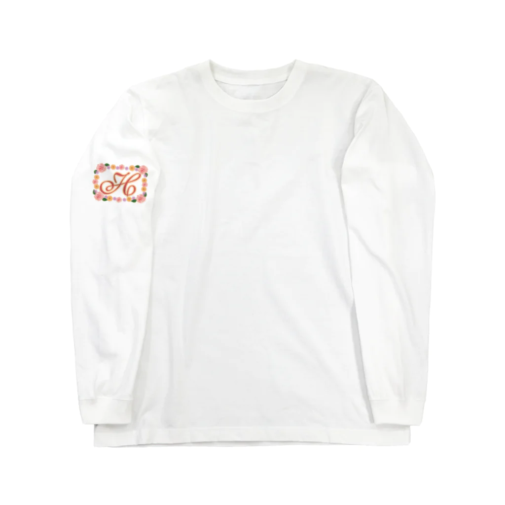 ロゴTシャツのひよこ堂のフラワー イニシャル H  は行 名前 Long Sleeve T-Shirt