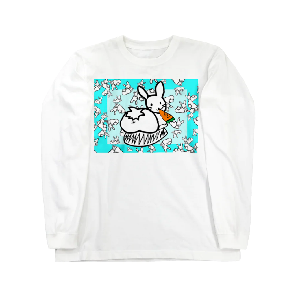 🤍一ノ瀬 彩 🐇⸒⸒ suzuri支店🤍のｶｵｽうさぎ:水色【多+1】 Long Sleeve T-Shirt