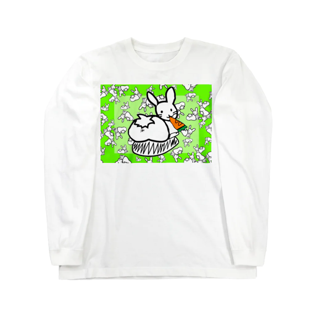 🤍一ノ瀬 彩 🐇⸒⸒ suzuri支店🤍のｶｵｽうさぎ:緑【多+1】 Long Sleeve T-Shirt