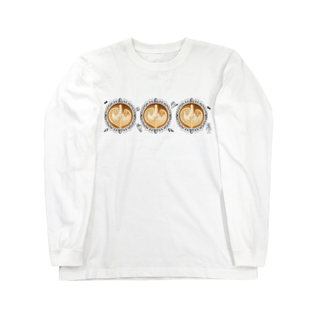 Prism coffee beanの【Lady's sweet coffee】ラテアート エレガンスリーフ  / With accessories ～2杯目～ Long Sleeve T-Shirt