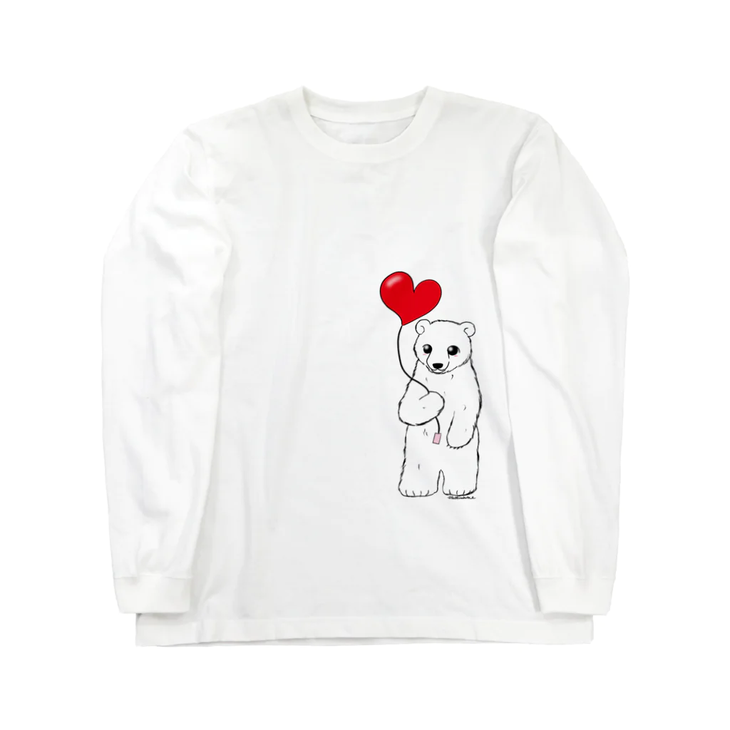 Draw freelyのハート風船　シロクマ Long Sleeve T-Shirt