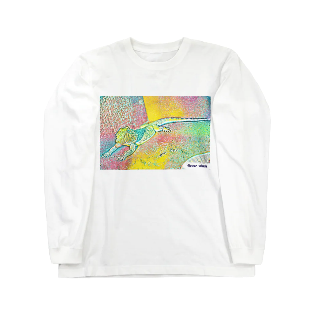 ﾌﾗﾜｰﾎｴｰﾙ　とかげのちづっこのフトアゴヒゲとかげちゃん Long Sleeve T-Shirt