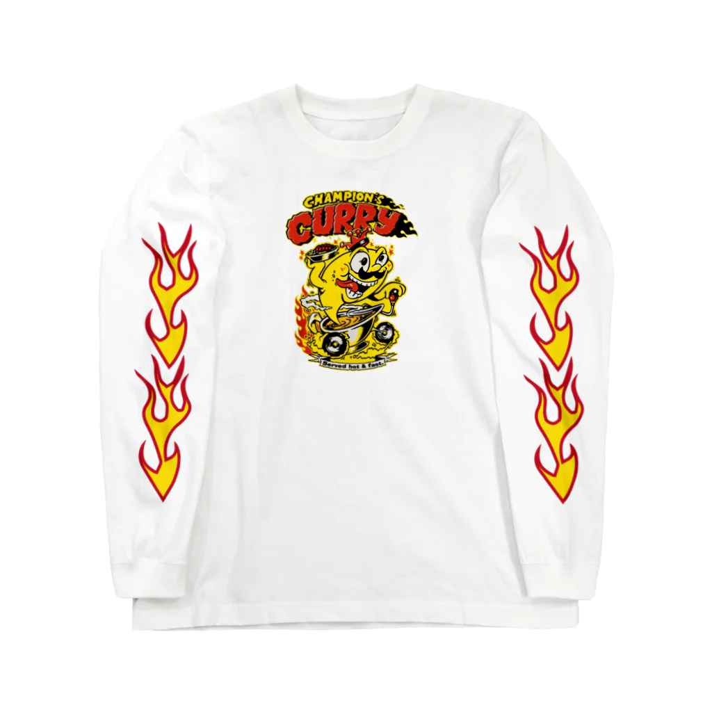 チャンピオンカレー＠SUZURI店のChampion's Curry×KENTOO "HOT ROD" ロングスリーブTシャツ