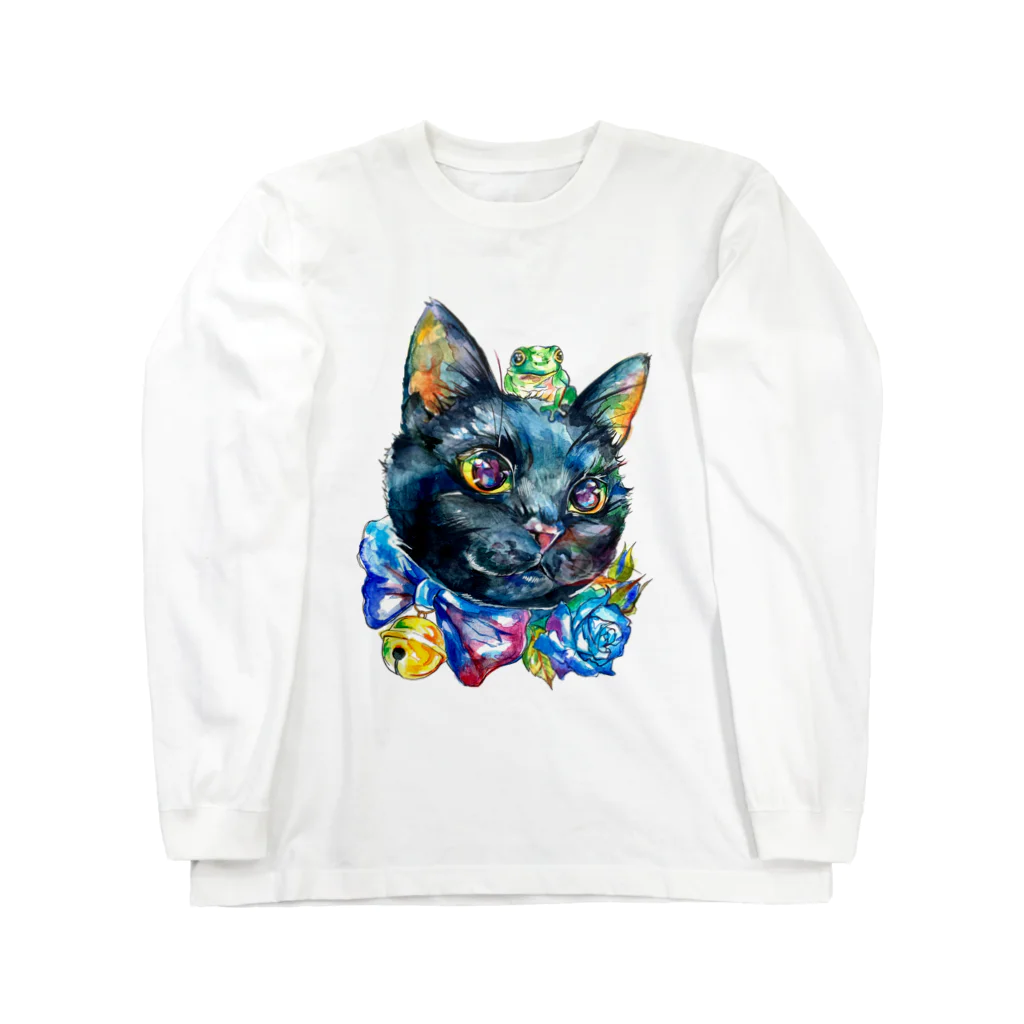 えだのにわの蛙と猫 ロングスリーブTシャツ