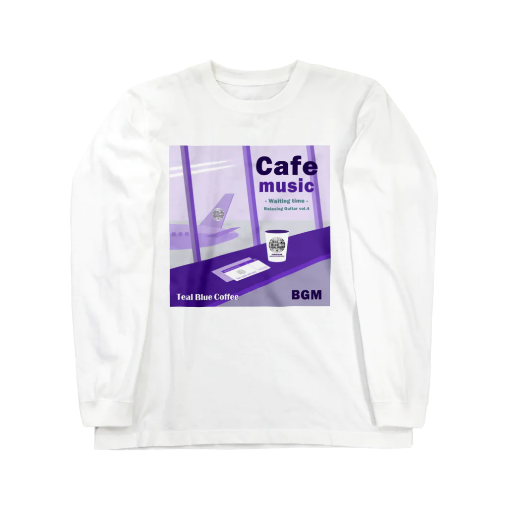 Teal Blue CoffeeのCafe music - Waiting time - ロングスリーブTシャツ