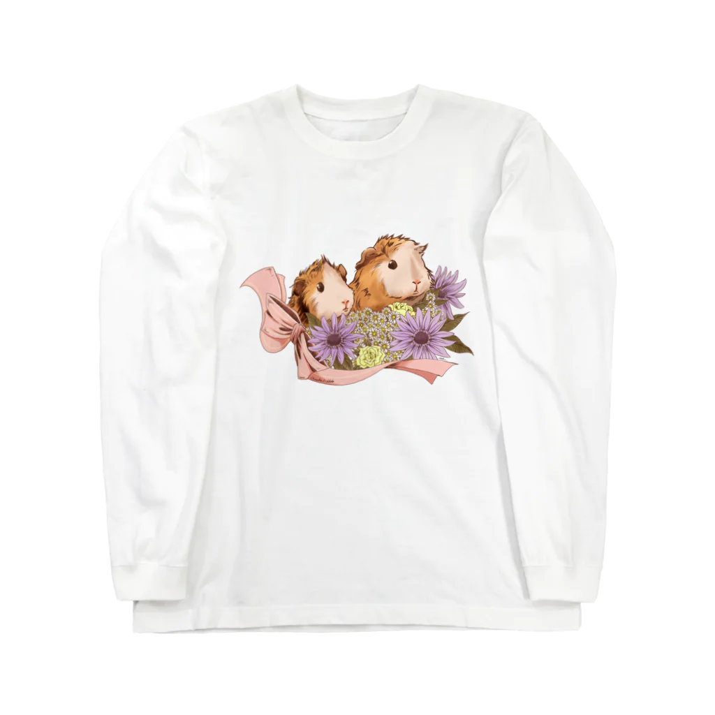 Lichtmuhleのお花とモルモット06 ロングスリーブTシャツ
