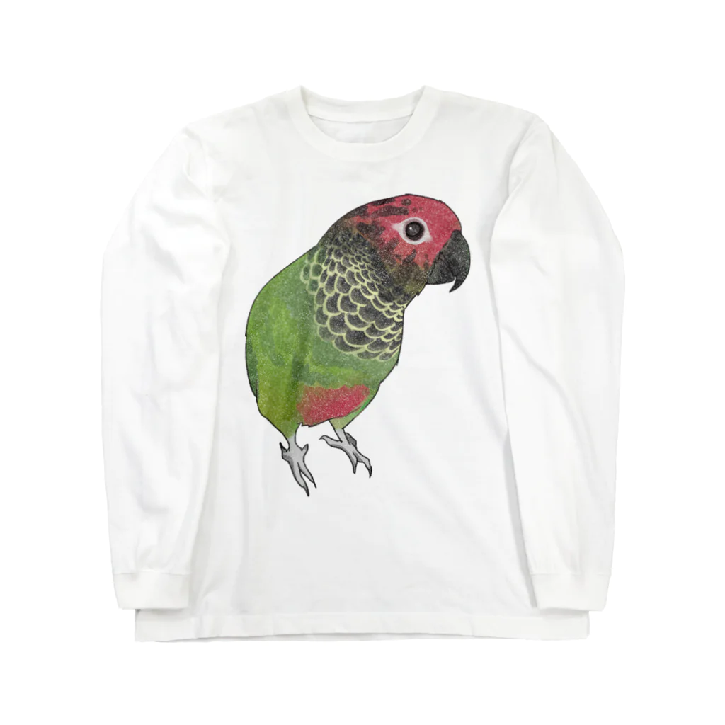 まめるりはことりの可愛いバライロビタイウロコインコちゃん【まめるりはことり】 ロングスリーブTシャツ