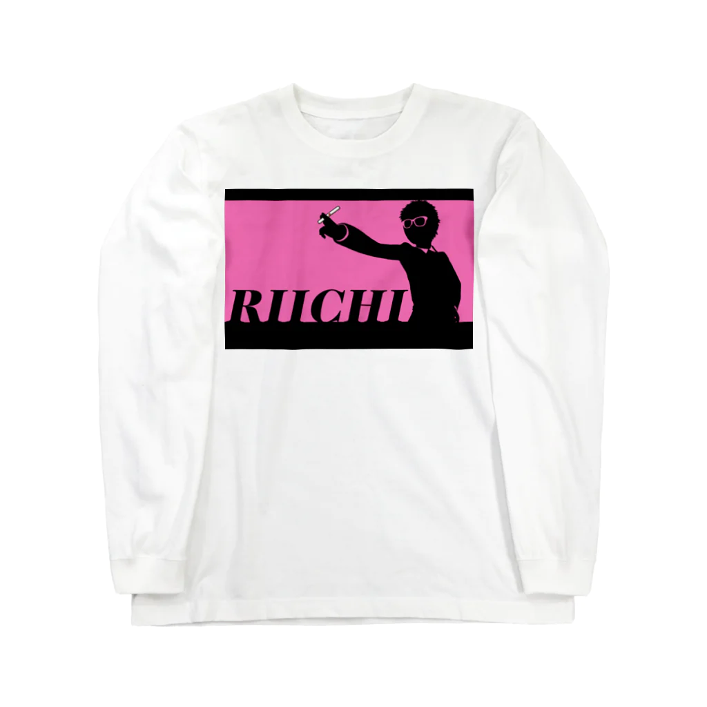 麻雀カッコイイシリーズのRIICHI　ピンク ロングスリーブTシャツ