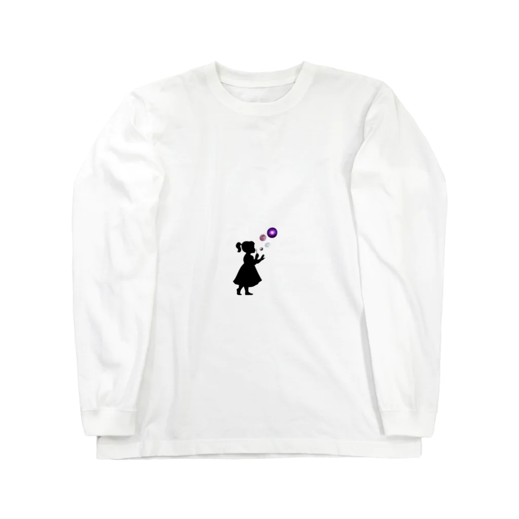 Katcatloverの宇宙のシャボン玉をふく少女 Long Sleeve T-Shirt