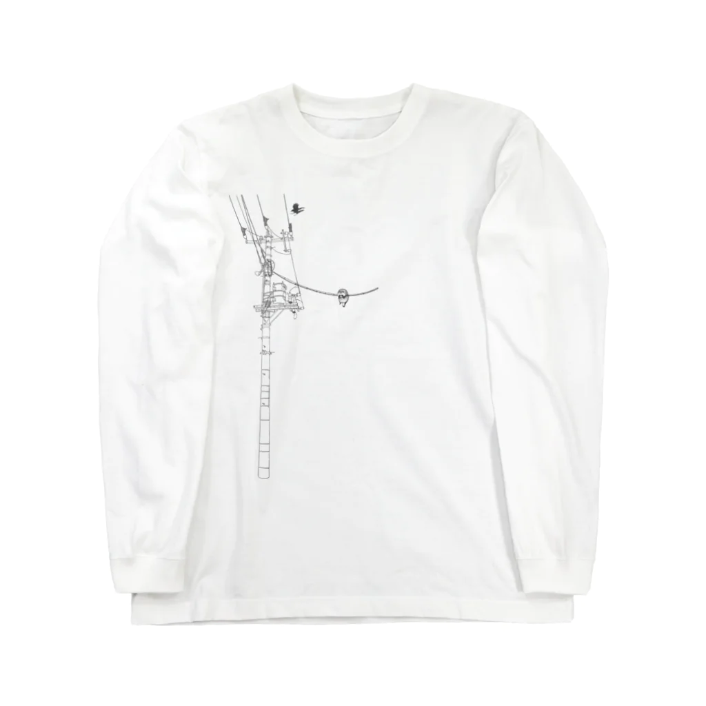 fukafuka 雑貨店の電柱とたぬき Long Sleeve T-Shirt