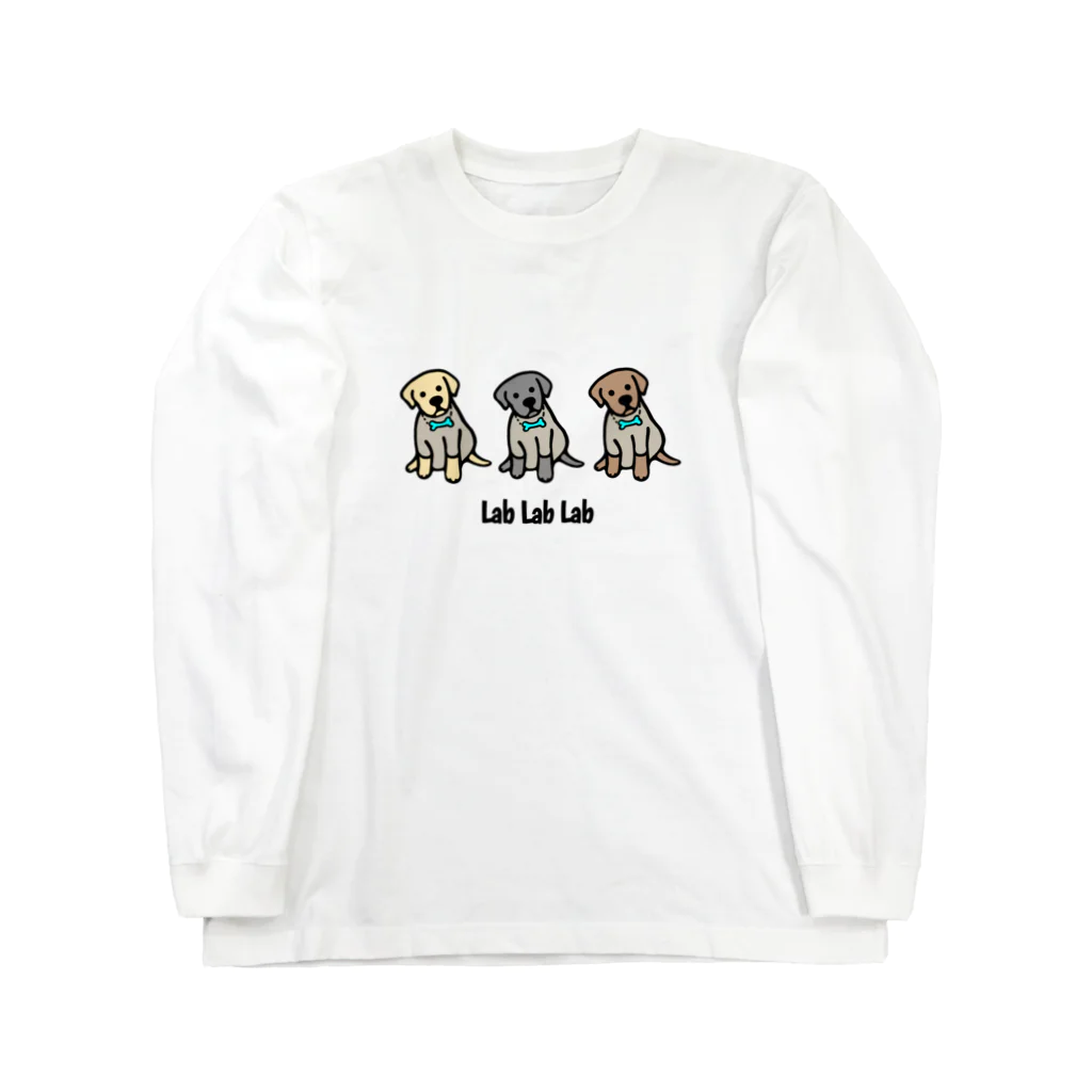 Lab Lab Lab ♡きゅん♡なラブラドールの3ラブラドール♡ロングスリーブTシャツ ロングスリーブTシャツ