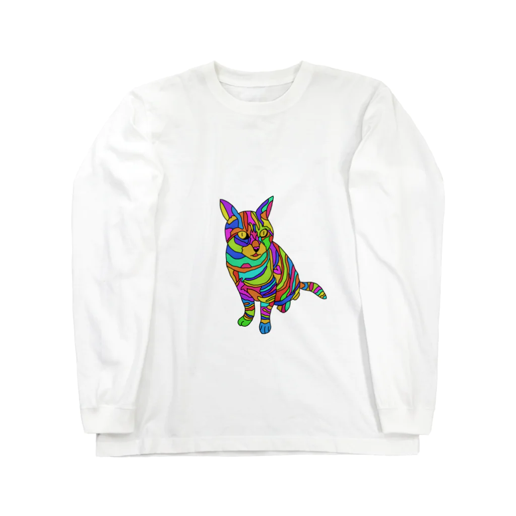 ０２０２のカラフルキャット ロングスリーブTシャツ