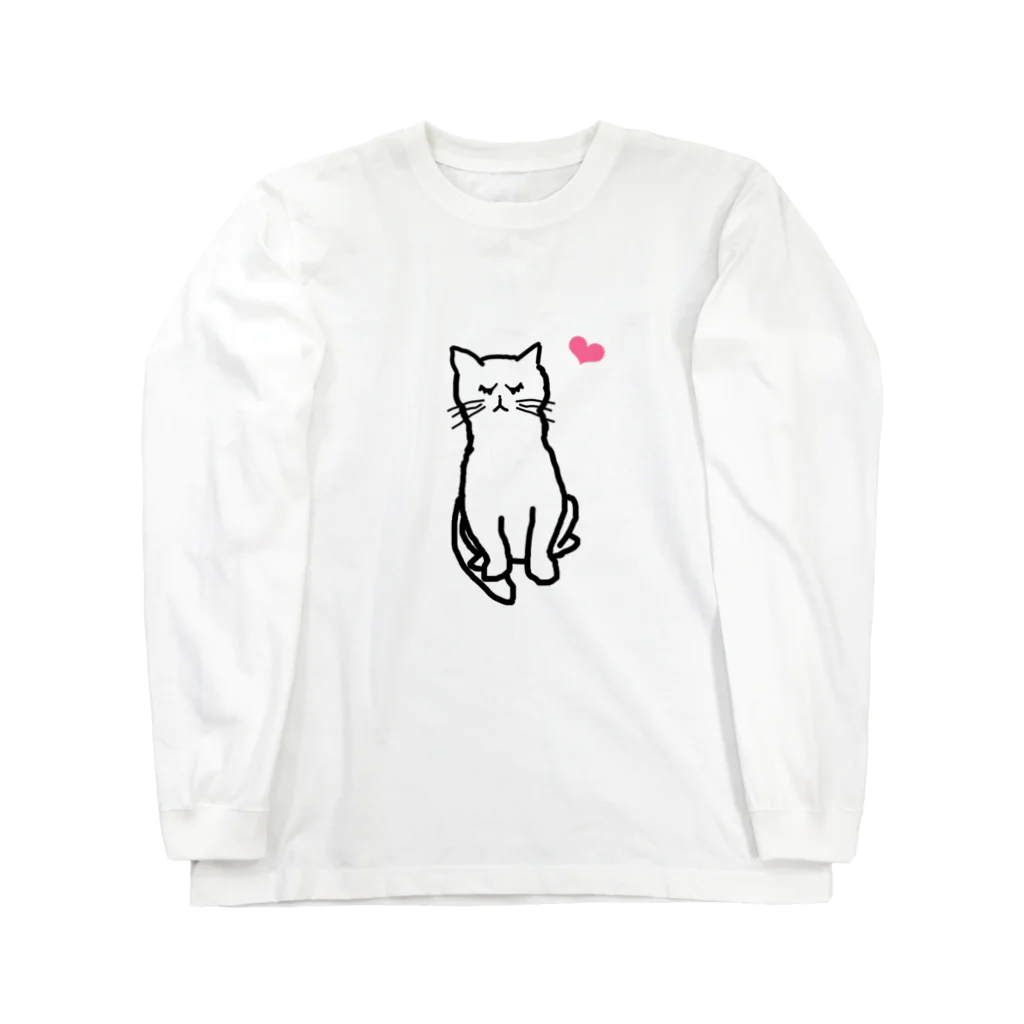 姫猫ストアの可愛い白猫 ロングスリーブTシャツ