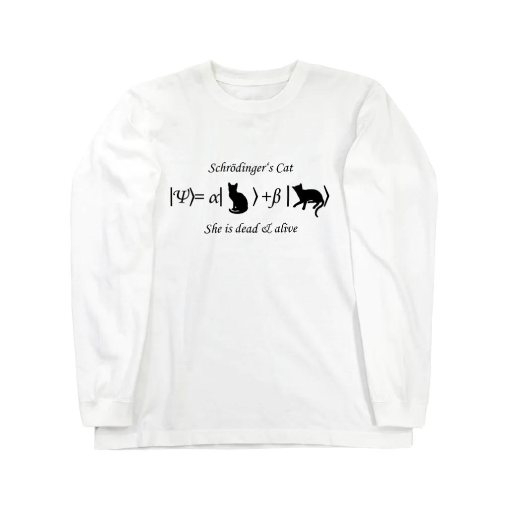 Silvervine Psychedeliqueのシュレーディンガーの猫（黒字） ロングスリーブTシャツ