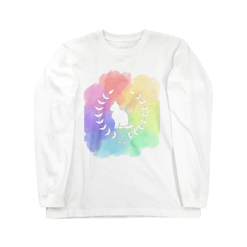 いろはにゃんこ堂の羽ねこさん(虹2) Long Sleeve T-Shirt