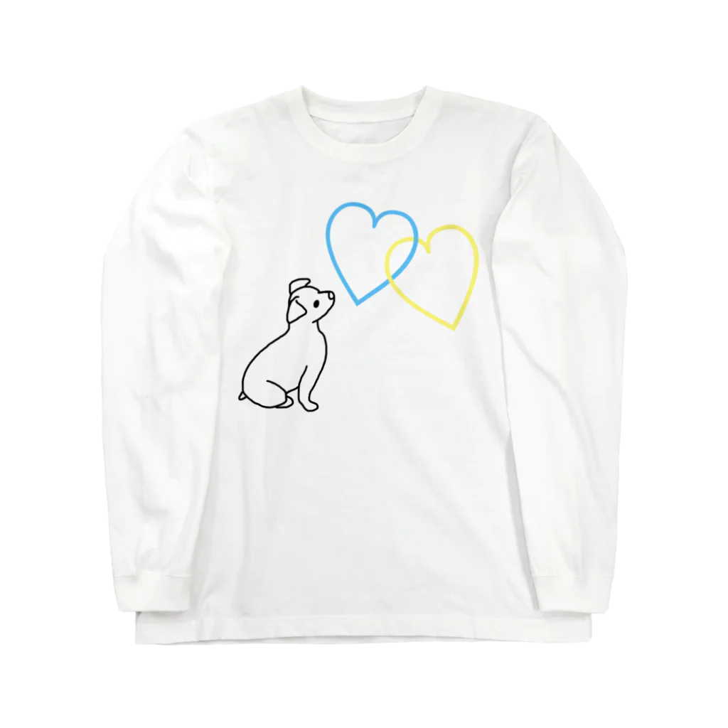 yuNN3の犬　ハート　Peace ロングスリーブTシャツ