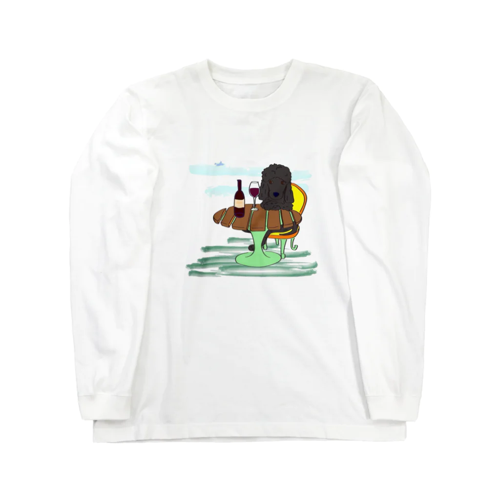 Witapin Wonderlandのワインをたしなむプードルさん Long Sleeve T-Shirt