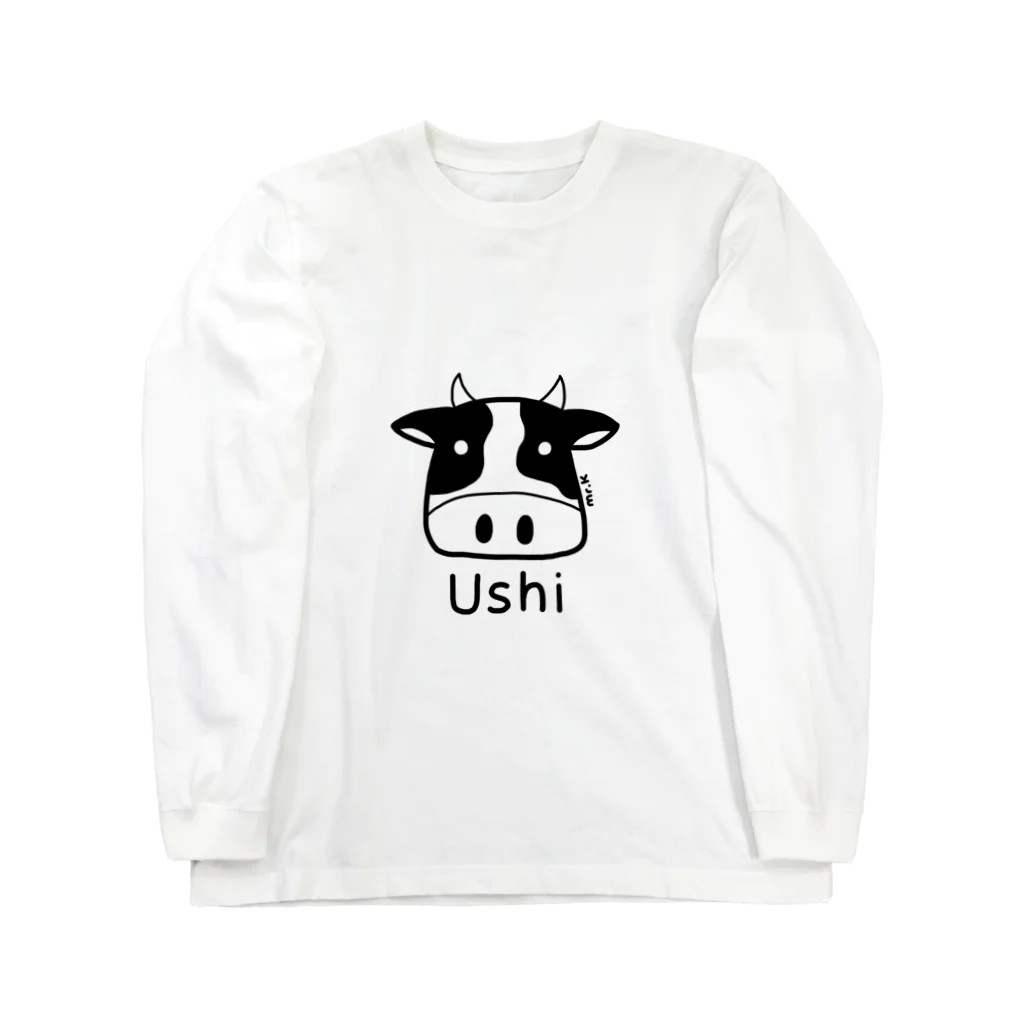 MrKShirtsのUshi (牛) 黒デザイン ロングスリーブTシャツ