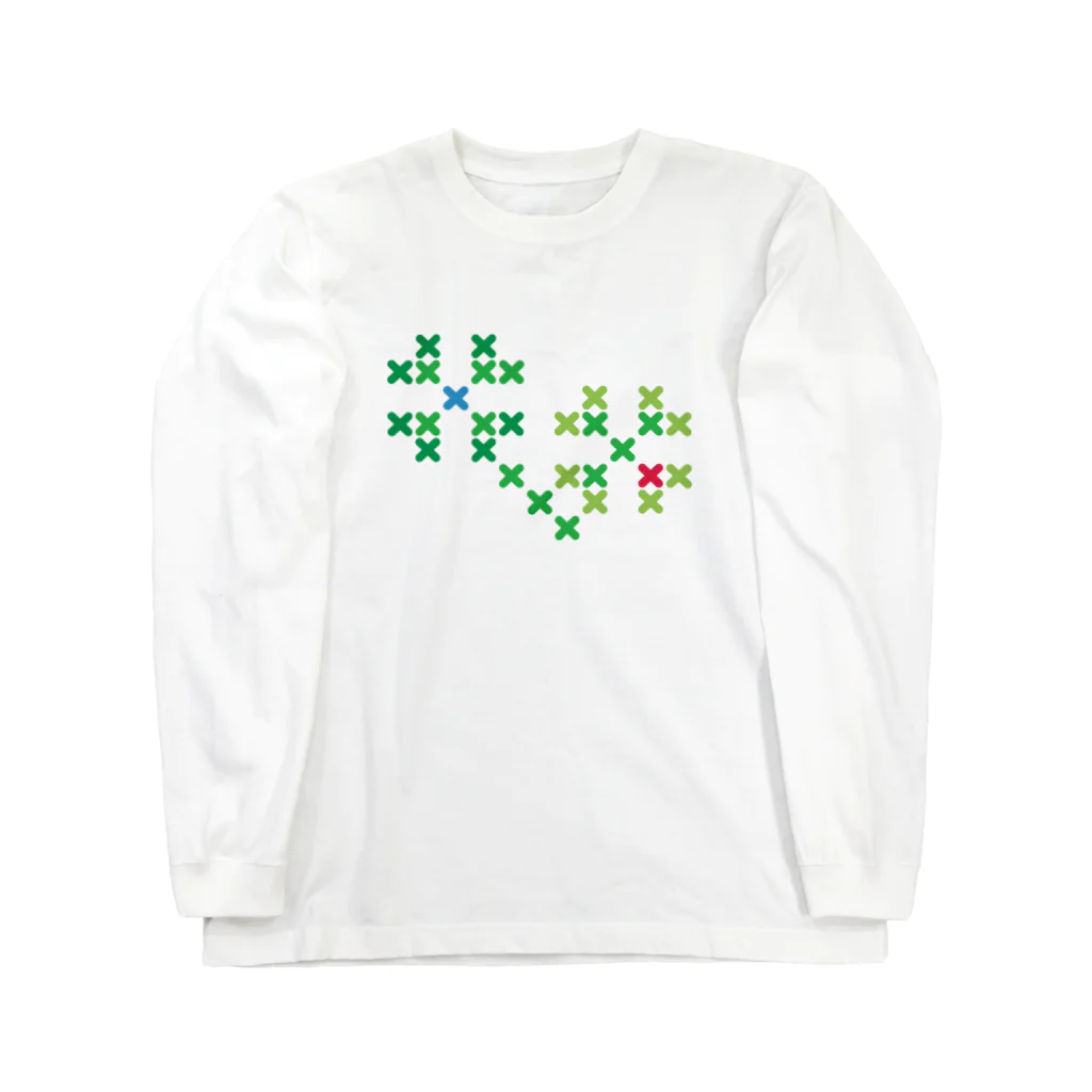 shisoppaのクローバー-大 Cross-stitch Long Sleeve T-Shirt