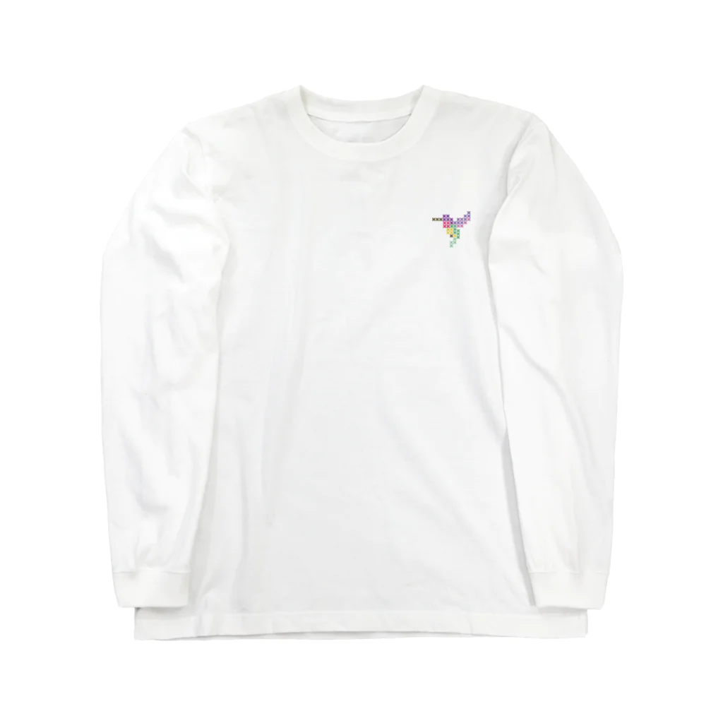 shisoppaのハミングバード Cross-stitch Long Sleeve T-Shirt